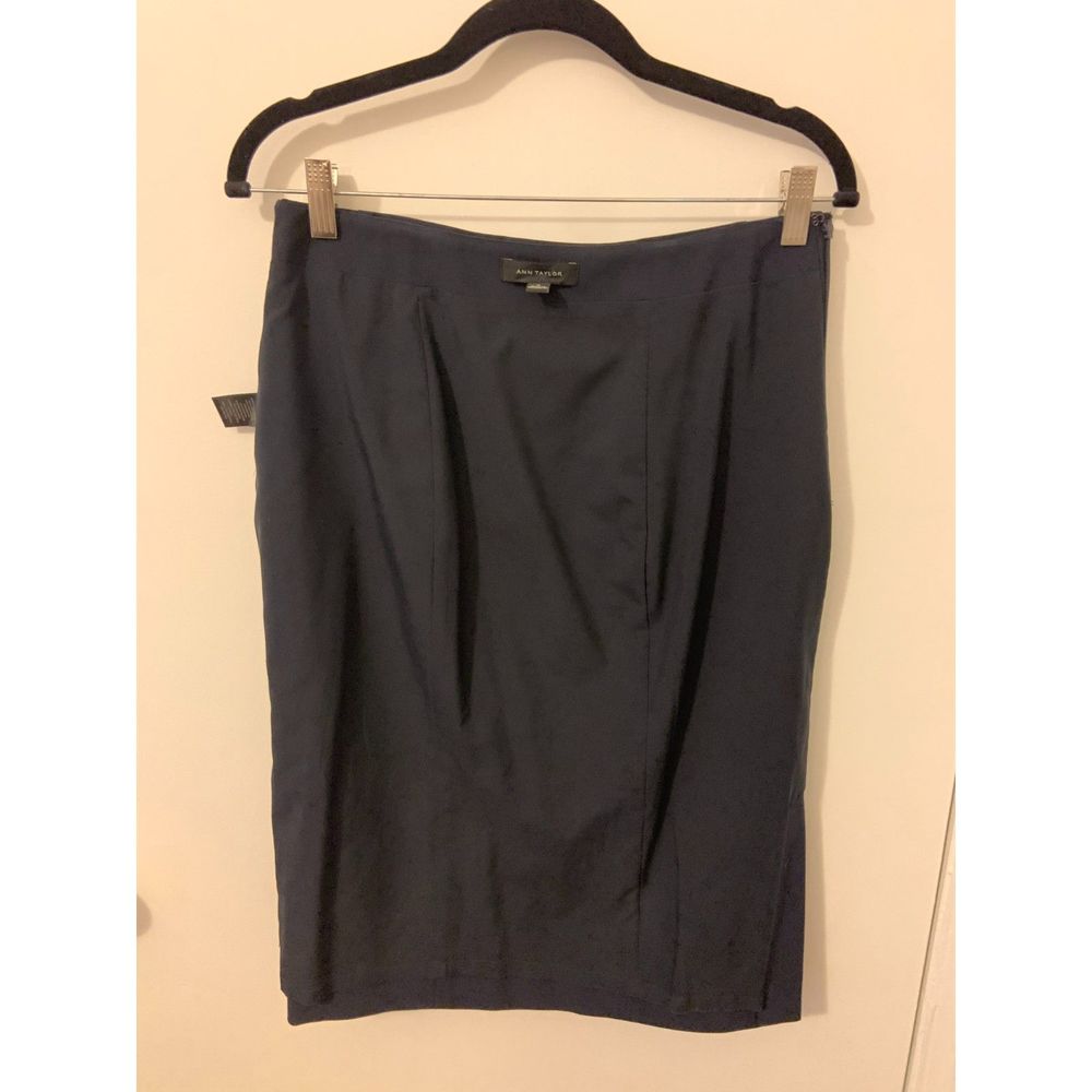 Ann Taylor Pencil Skirt Blue Size 6 Side Slit - Picture 7 of 11